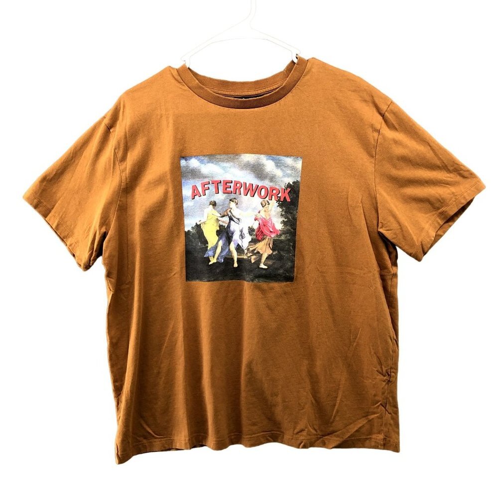 Bershka Oversized T Shirt Womens S Tan Afterwork Greek Goddess Funny Graphic